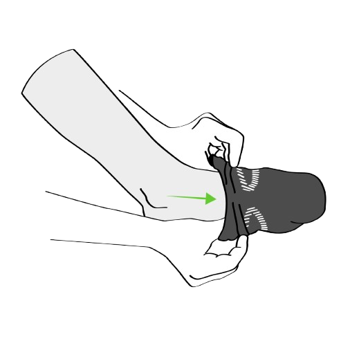 How to wear Infiniri supportive socks step one: widen the sock at the mouth