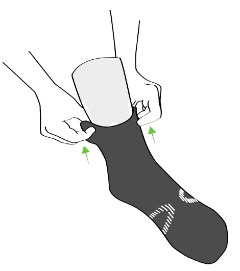 How to wear Infiniri supportive socks step six: pull them well, to make them adhere to your feet and to your leg